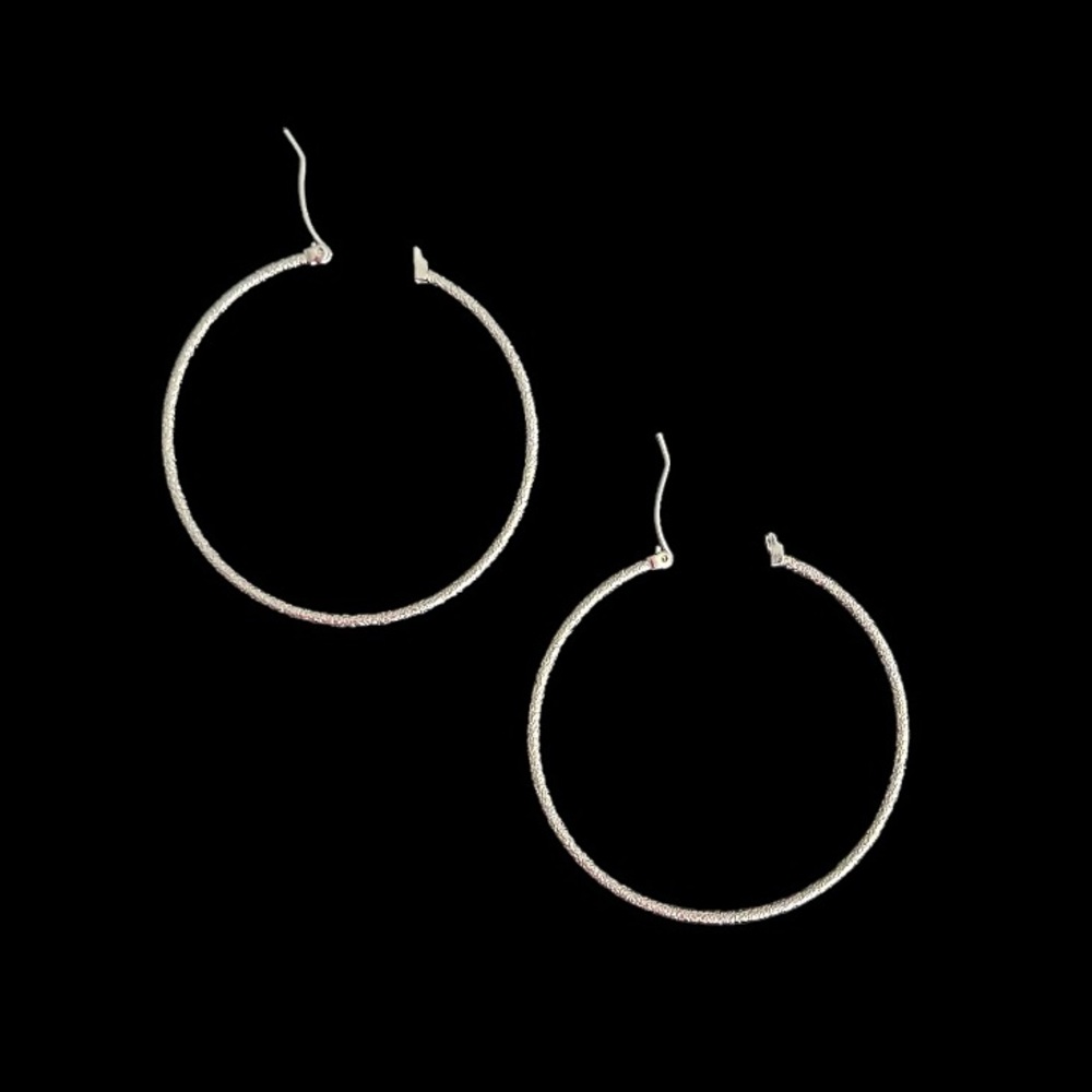 Express Silver Shimmer Hoop Earrings - Picture 3 of 4